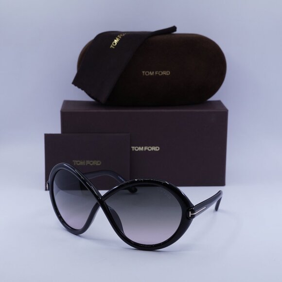 Tom Ford Accessories - Tom Ford Jada FT1070 01B Geometric Sunglasses - Black/Smoke